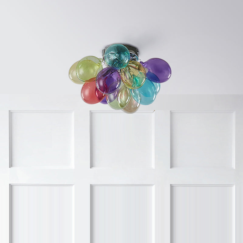 Zeitgenössische skandinavische Kinder Eisen Glas Bubble Balloon 3/4/6 Licht Semi-Flush Mount Deckenleuchte für Schlafzimmer 