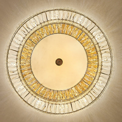 Modern Luxury Crystal Metal Round Multilayer 8/12/18/24 Light Flush Mount Ceiling Light For Living Room