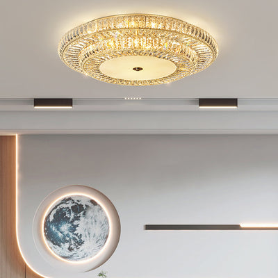 Modern Luxury Crystal Metal Round Multilayer 8/12/18/24 Light Flush Mount Ceiling Light For Living Room