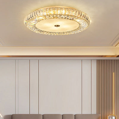 Modern Luxury Crystal Metal Round Multilayer 8/12/18/24 Light Flush Mount Ceiling Light For Living Room