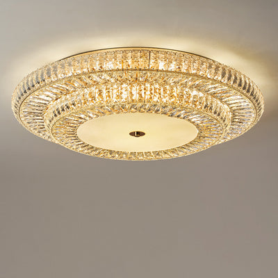 Modern Luxury Crystal Metal Round Multilayer 8/12/18/24 Light Flush Mount Ceiling Light For Living Room