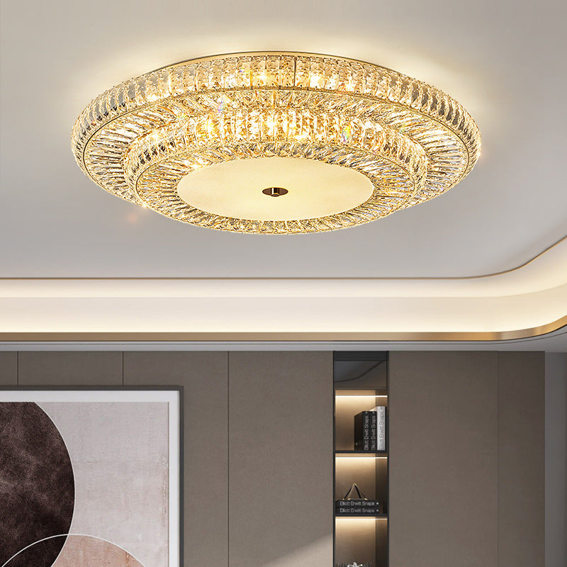 Modern Luxury Crystal Metal Round Multilayer 8/12/18/24 Light Flush Mount Ceiling Light For Living Room