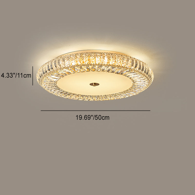 Modern Luxury Crystal Metal Round Multilayer 8/12/18/24 Light Flush Mount Ceiling Light For Living Room