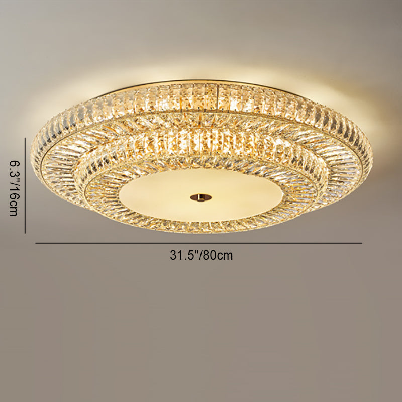 Modern Luxury Crystal Metal Round Multilayer 8/12/18/24 Light Flush Mount Ceiling Light For Living Room