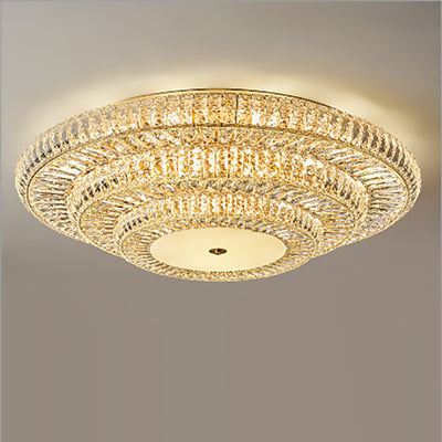 Modern Luxury Crystal Metal Round Multilayer 8/12/18/24 Light Flush Mount Ceiling Light For Living Room