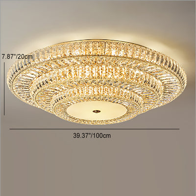 Modern Luxury Crystal Metal Round Multilayer 8/12/18/24 Light Flush Mount Ceiling Light For Living Room