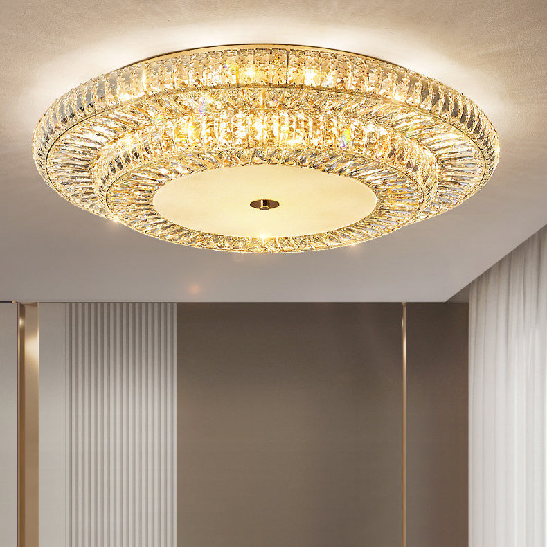 Modern Luxury Crystal Metal Round Multilayer 8/12/18/24 Light Flush Mount Ceiling Light For Living Room