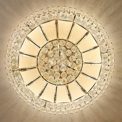 Modern Luxury Crystal Glass Metal Round Diamond 12/18/24/37 Light Flush Mount Ceiling Light For Living Room