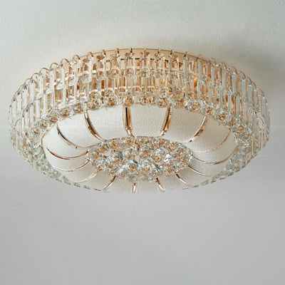 Modern Luxury Crystal Glass Metal Round Diamond 12/18/24/37 Light Flush Mount Ceiling Light For Living Room