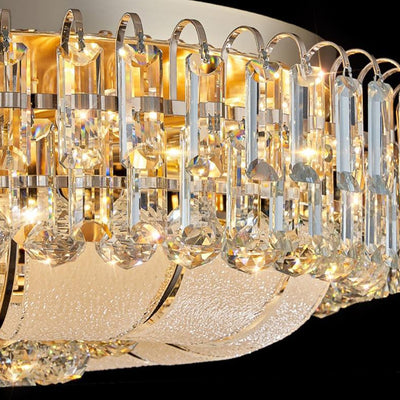 Modern Luxury Crystal Glass Metal Round Diamond 12/18/24/37 Light Flush Mount Ceiling Light For Living Room