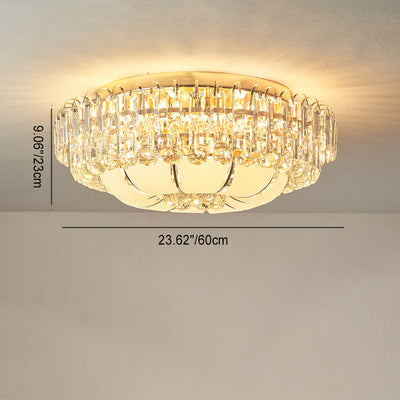 Modern Luxury Crystal Glass Metal Round Diamond 12/18/24/37 Light Flush Mount Ceiling Light For Living Room