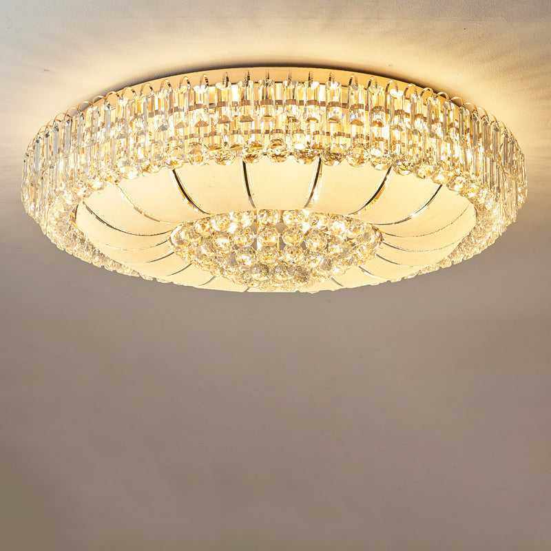 Modern Luxury Crystal Glass Metal Round Diamond 12/18/24/37 Light Flush Mount Ceiling Light For Living Room