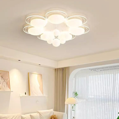 Contemporary Nordic Iron PE Round Ball LED Flush Mount Ceiling Light For Living Room