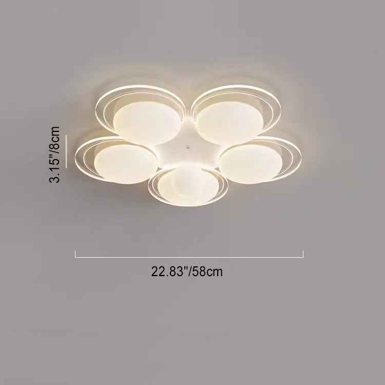 Contemporary Nordic Iron PE Round Ball LED Flush Mount Ceiling Light For Living Room