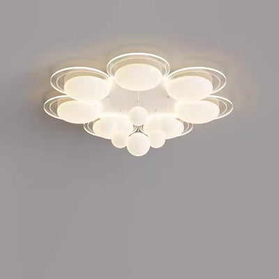 Contemporary Nordic Iron PE Round Ball LED Flush Mount Ceiling Light For Living Room