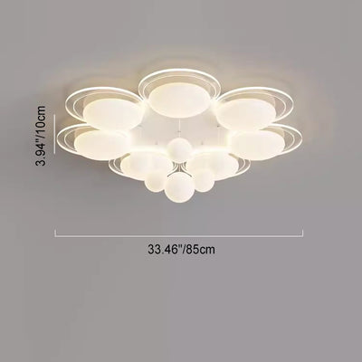 Contemporary Nordic Iron PE Round Ball LED Flush Mount Ceiling Light For Living Room