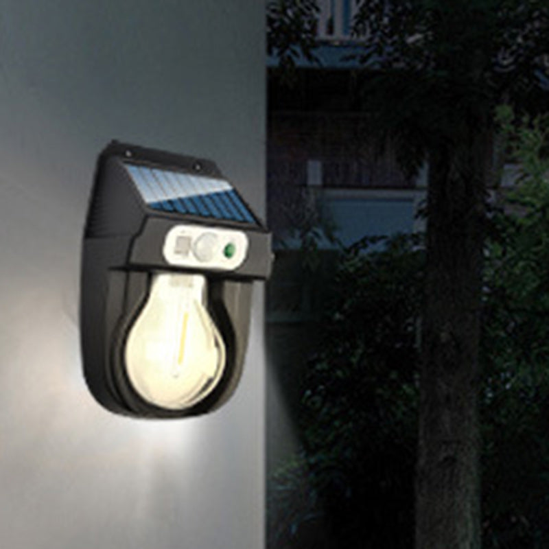 Modern Art Deco Solar Waterproof Plastic Elliptical Bulb LED Wall Sconce Lamp For Outdoor Patio