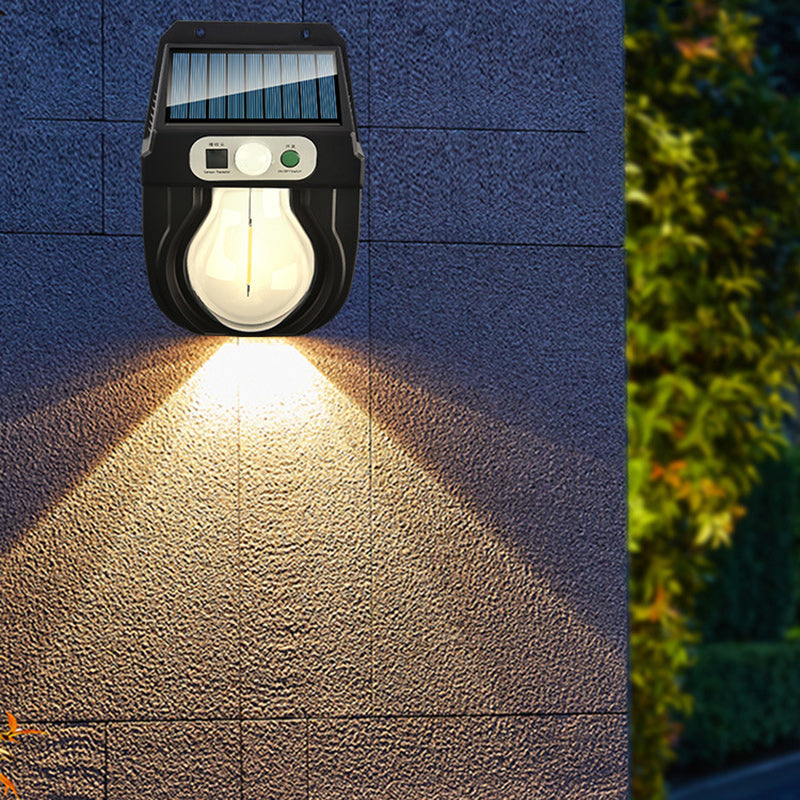 Modern Art Deco Solar Waterproof Plastic Elliptical Bulb LED Wall Sconce Lamp For Outdoor Patio