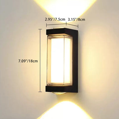 Modern Simplicity Waterproof Aluminum PC Cylinder Cuboid LED Wall Sconce Lamp For Outdoor Patio