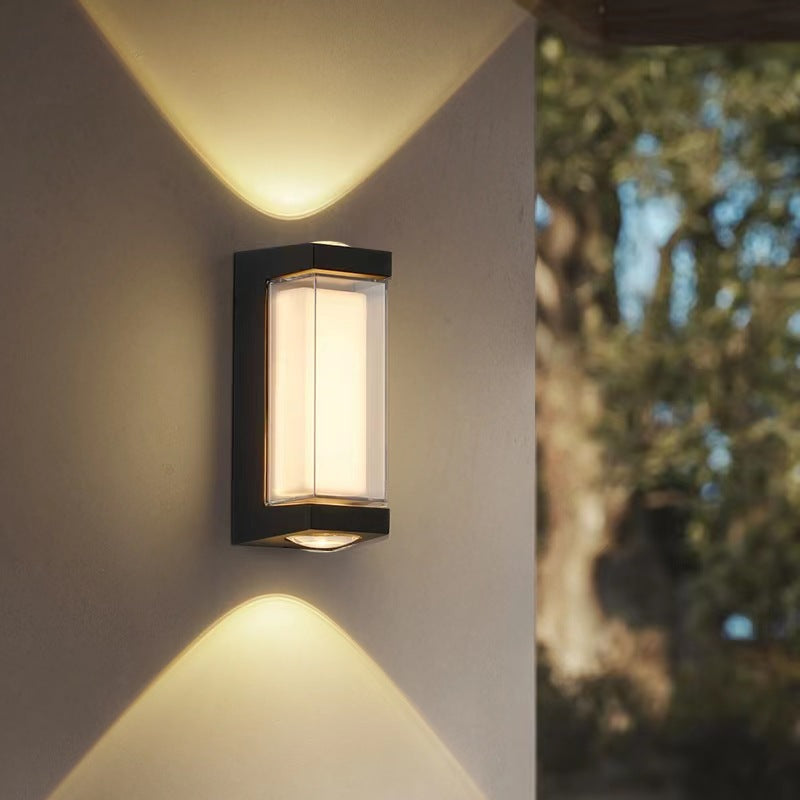 Modern Simplicity Waterproof Aluminum PC Cylinder Cuboid LED Wall Sconce Lamp For Outdoor Patio