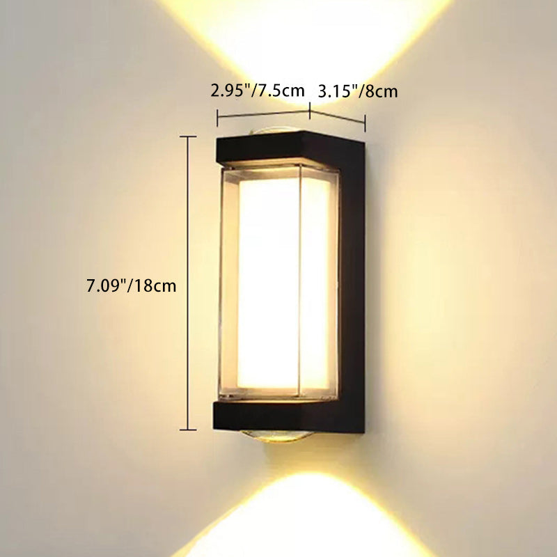 Modern Simplicity Waterproof Aluminum PC Cylinder Cuboid LED Wall Sconce Lamp For Outdoor Patio