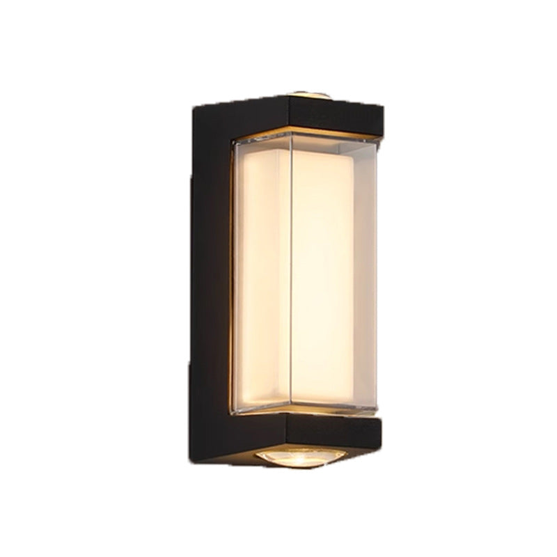 Modern Simplicity Waterproof Aluminum PC Cylinder Cuboid LED Wall Sconce Lamp For Outdoor Patio