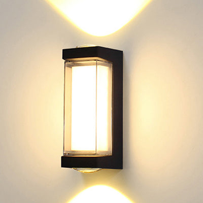 Modern Simplicity Waterproof Aluminum PC Cylinder Cuboid LED Wall Sconce Lamp For Outdoor Patio