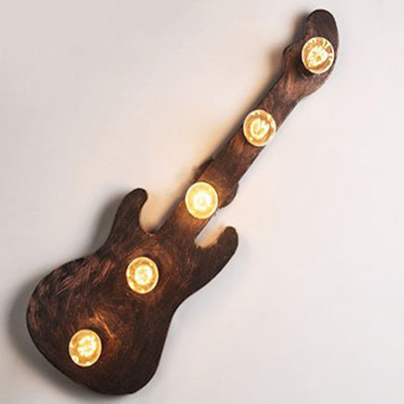 Contemporary Retro Iron Guitar 5-Light Wall Sconce Lamp For Dining Room