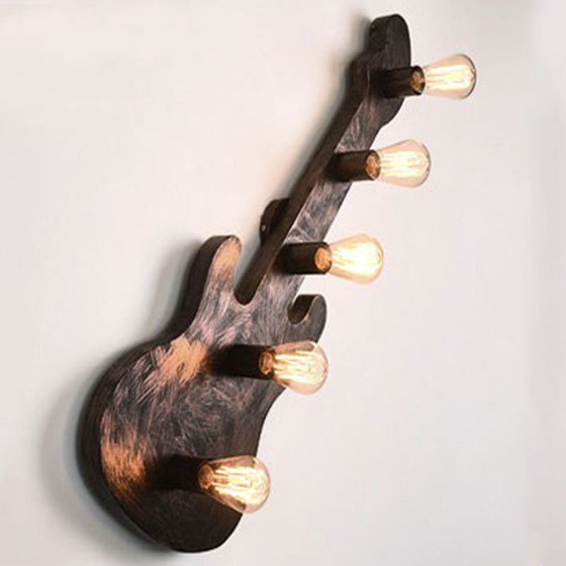 Contemporary Retro Iron Guitar 5-Light Wall Sconce Lamp For Dining Room