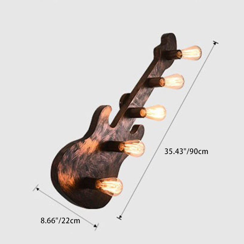 Contemporary Retro Iron Guitar 5-Light Wall Sconce Lamp For Dining Room