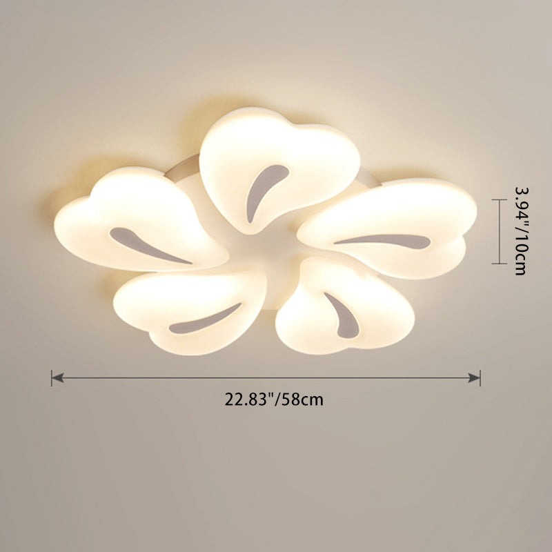 Contemporary Nordic Iron Acrylic Crystal Pendant Heart Flower LED Flush Mount Ceiling Light For Living Room