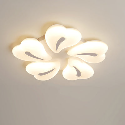 Contemporary Nordic Iron Acrylic Crystal Pendant Heart Flower LED Flush Mount Ceiling Light For Living Room