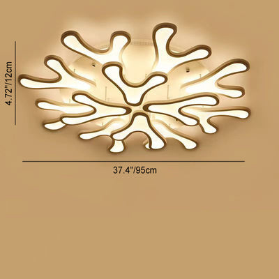 Contemporary Creative Iron Acrylic Antler Flower LED Flush Mount Ceiling Light For Living Room