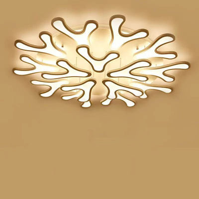 Contemporary Creative Iron Acrylic Antler Flower LED Flush Mount Ceiling Light For Living Room