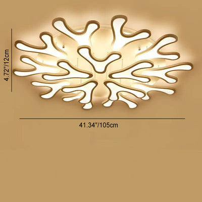 Contemporary Creative Iron Acrylic Antler Flower LED Flush Mount Ceiling Light For Living Room