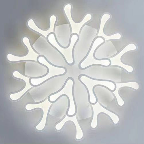 Contemporary Creative Iron Acrylic Antler Flower LED Flush Mount Ceiling Light For Living Room