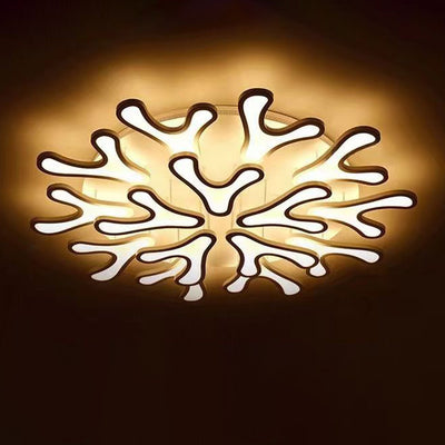 Contemporary Creative Iron Acrylic Antler Flower LED Flush Mount Ceiling Light For Living Room