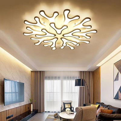 Contemporary Creative Iron Acrylic Antler Flower LED Flush Mount Ceiling Light For Living Room