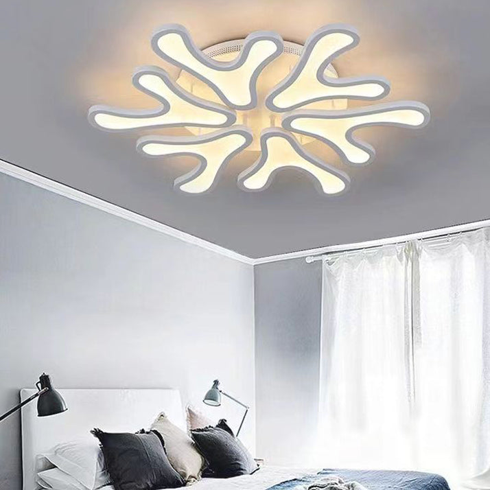 Contemporary Creative Iron Acrylic Antler Flower LED Flush Mount Ceiling Light For Living Room