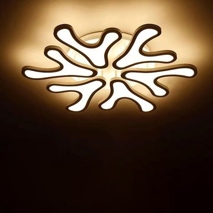 Contemporary Creative Iron Acrylic Antler Flower LED Flush Mount Ceiling Light For Living Room