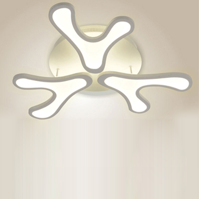 Contemporary Creative Iron Acrylic Antler Flower LED Flush Mount Ceiling Light For Living Room