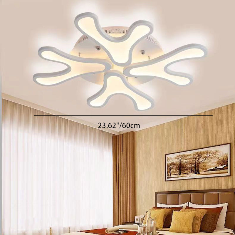 Contemporary Creative Iron Acrylic Antler Flower LED Flush Mount Ceiling Light For Living Room