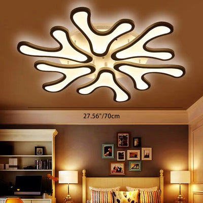 Contemporary Creative Iron Acrylic Antler Flower LED Flush Mount Ceiling Light For Living Room