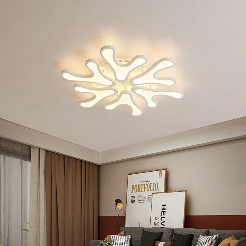 Contemporary Creative Iron Acrylic Antler Flower LED Flush Mount Ceiling Light For Living Room