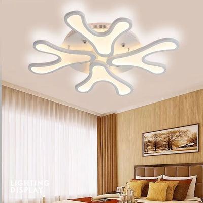 Contemporary Creative Iron Acrylic Antler Flower LED Flush Mount Ceiling Light For Living Room