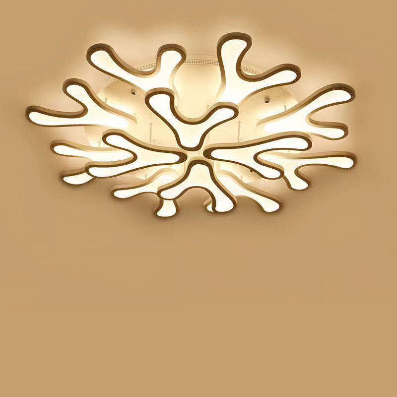 Contemporary Creative Iron Acrylic Antler Flower LED Flush Mount Ceiling Light For Living Room