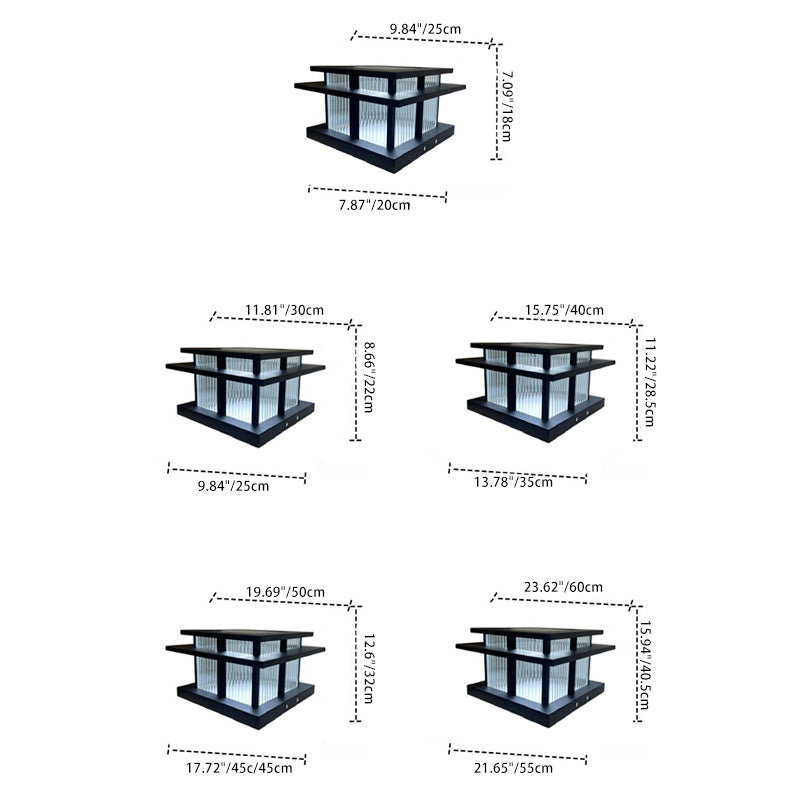 Moderne minimalistische Solar wasserdichte quadratische Zylinder Aluminiumlegierung Glas LED Landschaftsbeleuchtung Außenleuchte für Terrasse 