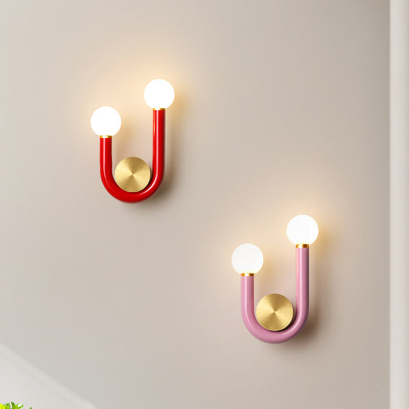 Contemporary Creative Iron Aluminum Acrylic U-Shaped Curved LED Wall Sconce Lamp For Bedside