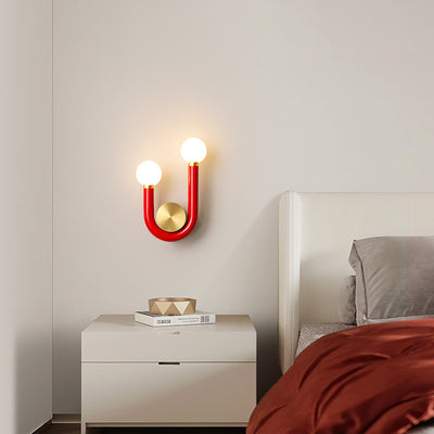 Contemporary Creative Iron Aluminum Acrylic U-Shaped Curved LED Wall Sconce Lamp For Bedside