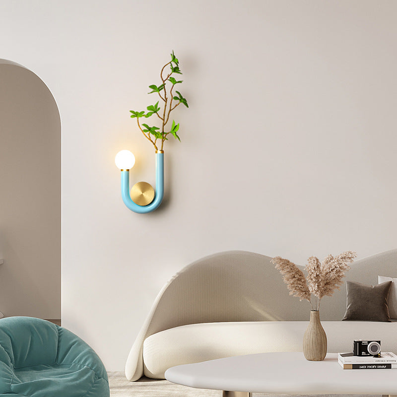 Contemporary Creative Iron Aluminum Acrylic U-Shaped Curved LED Wall Sconce Lamp For Bedside